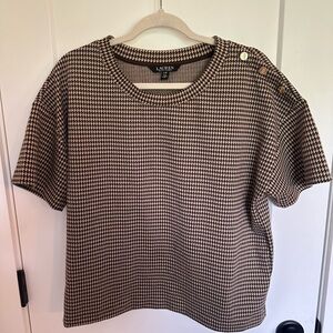 Lauren Ralph Lauren Short Sleeve Houndstooth Tee in Black and Cream